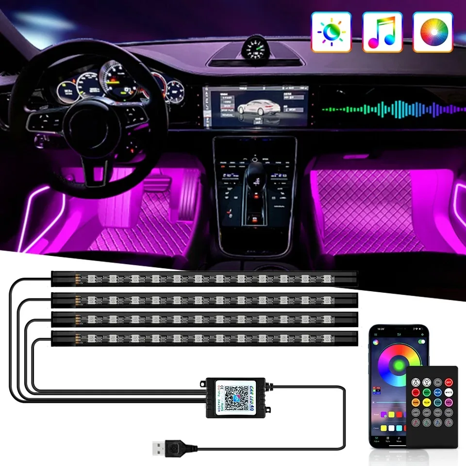 Lighting Bolt Decor - Universal 48 LED USB Car RGB