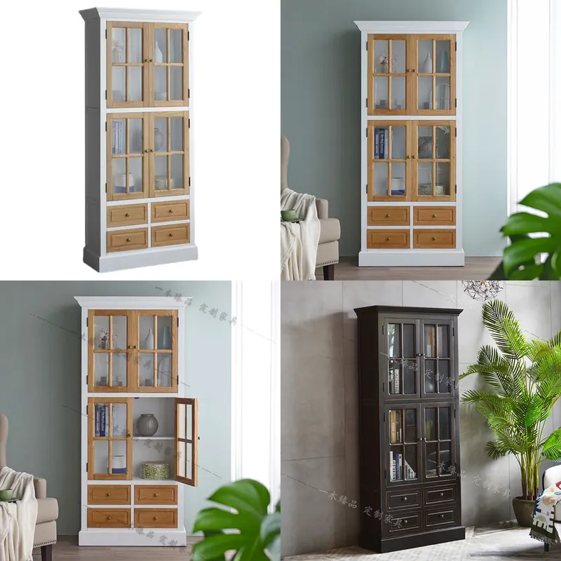 Lighting Decorative - American Light Luxury Solid Wood Bookcase