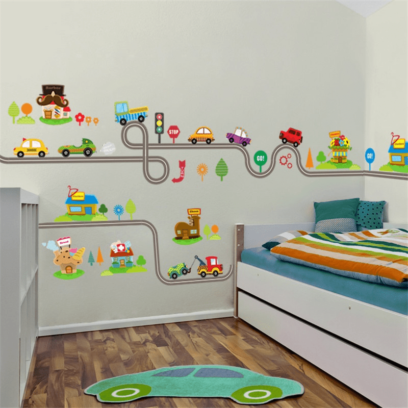 Lighting Mcqueen Bedroom Decor - 2Pcs/Lot Cartoon Cars Highway Track Wall
