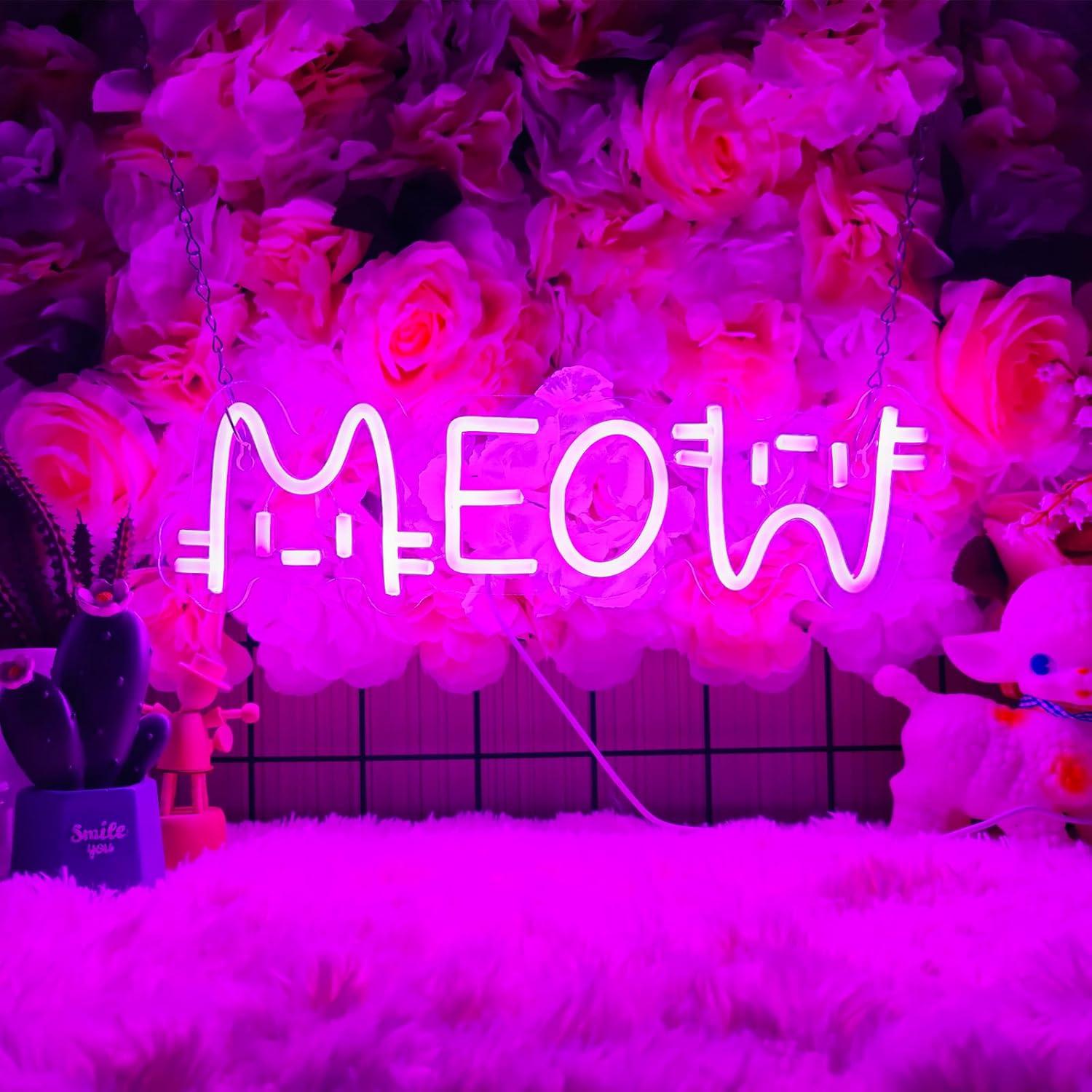 Meow Neon Sign Cat USB Powered - Lighting Decor House review and price