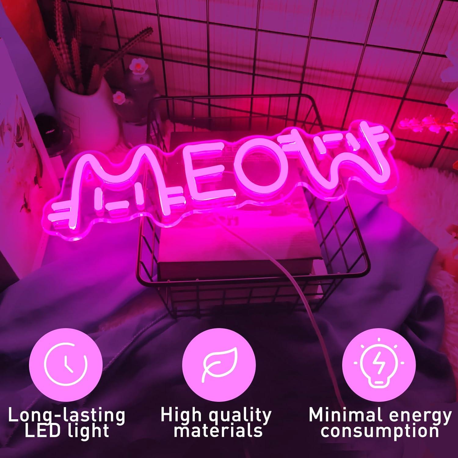 Meow Neon Sign Cat USB Powered - Lighting Decor House review and price