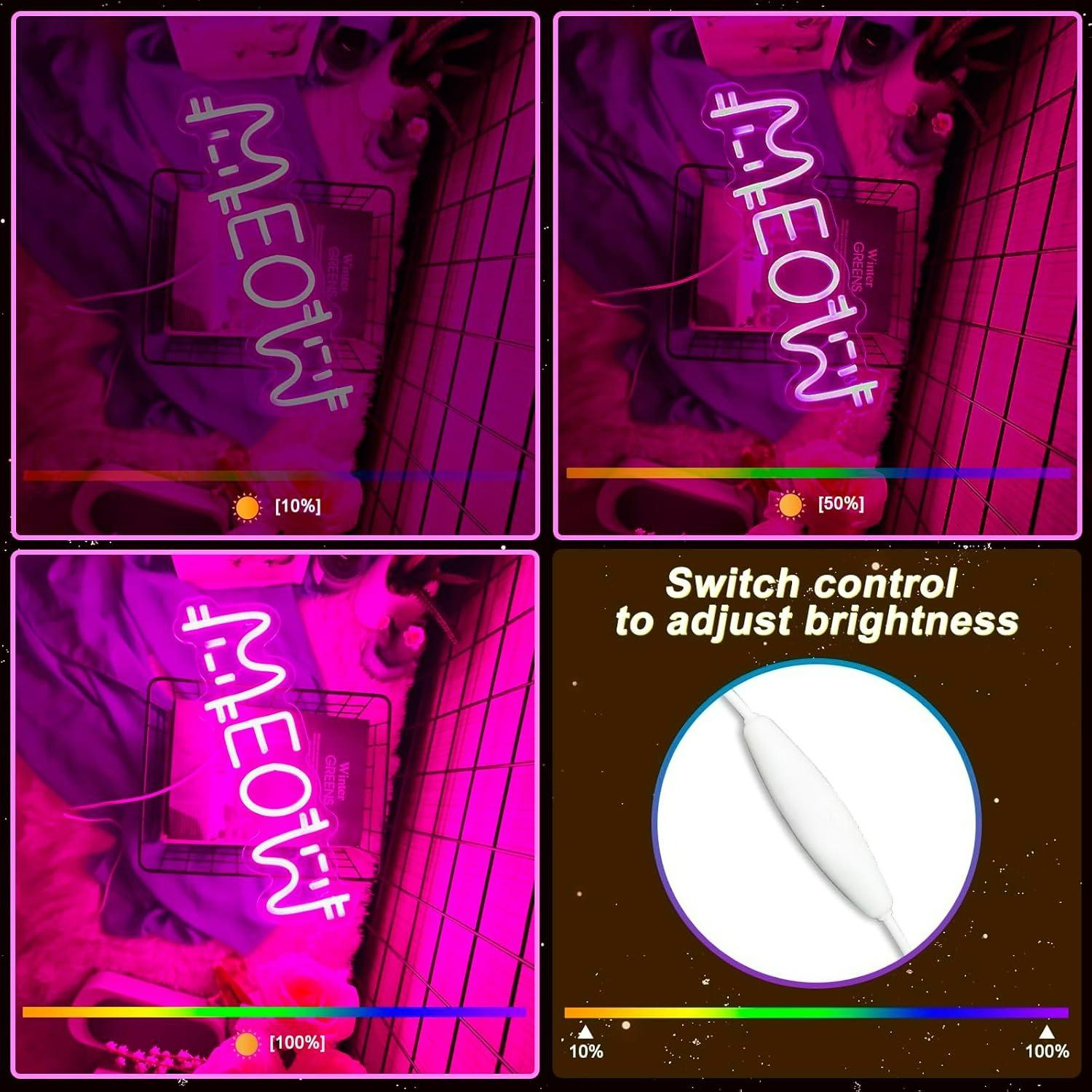 Meow Neon Sign Cat USB Powered - Lighting Decor House review and price